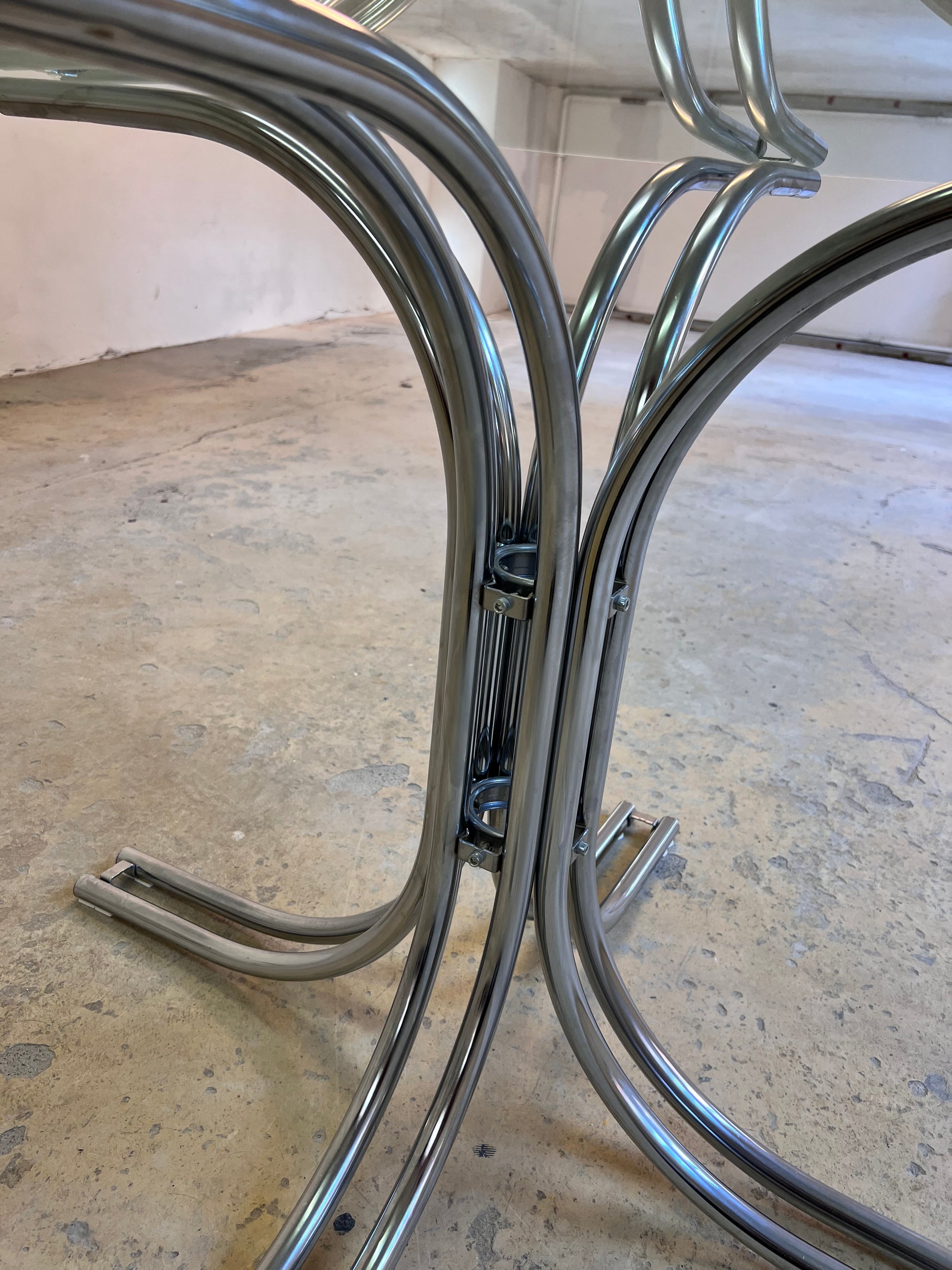 Runder Esstisch ∅ 110 cm Glas & Chrom von Gastone Rinaldi