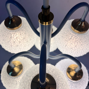 Kronleuchter hellblau/messing