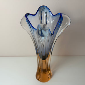 Vase hellblau Glas von Josef Hospodka für Chřibská Sklárna
