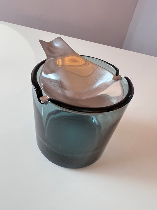 Aschenbecher Glas Edelstahl von Wilhelm Wagenfeld für WMF
