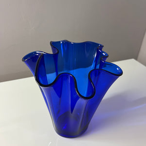 Vase Fazoletto blau Glas