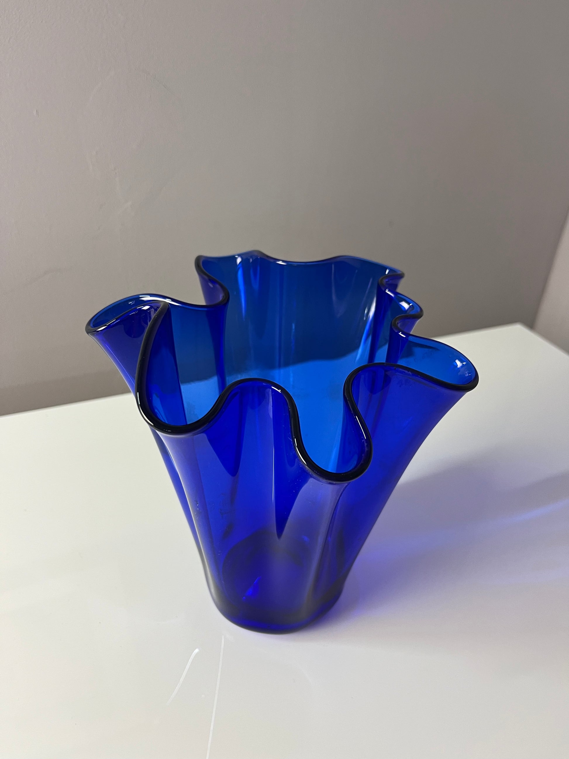 Vase Fazoletto blau Glas