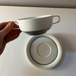 Set: 6x Suppentasse mit Untertasse Modulation Secunda grün von Tapio Wirkkala für Rosenthal