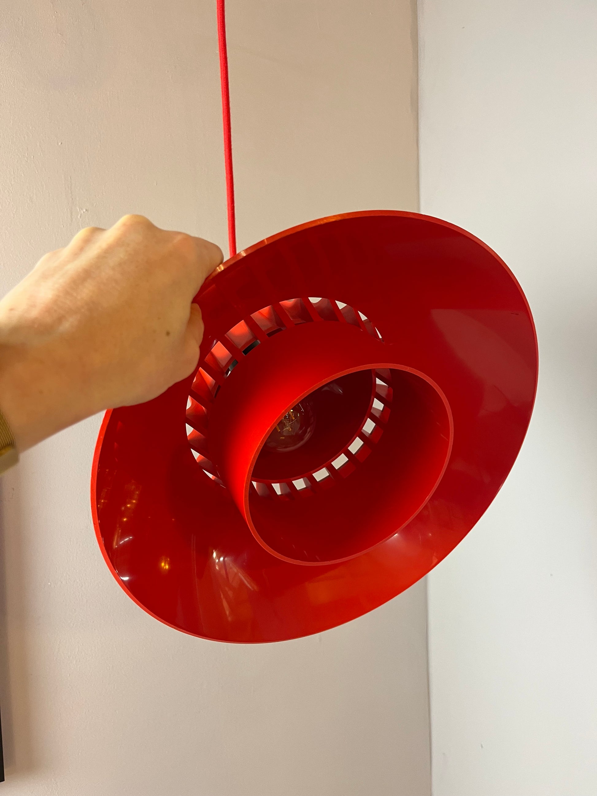 Hängelampe Solar rot Kunststoff von Svend Middelboe für Nordisk