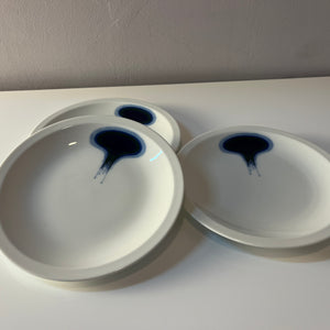 Set: 3x Kuchenteller Form F Pop Art blau weiß von Fürstenberg