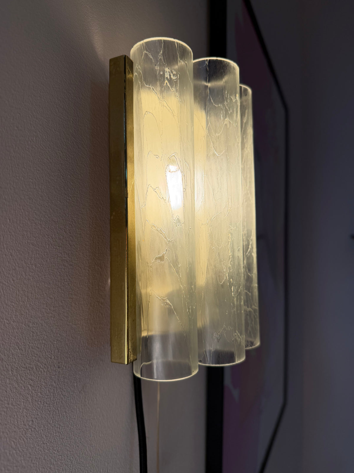 Wandlampe Eisglas Messing von Doria