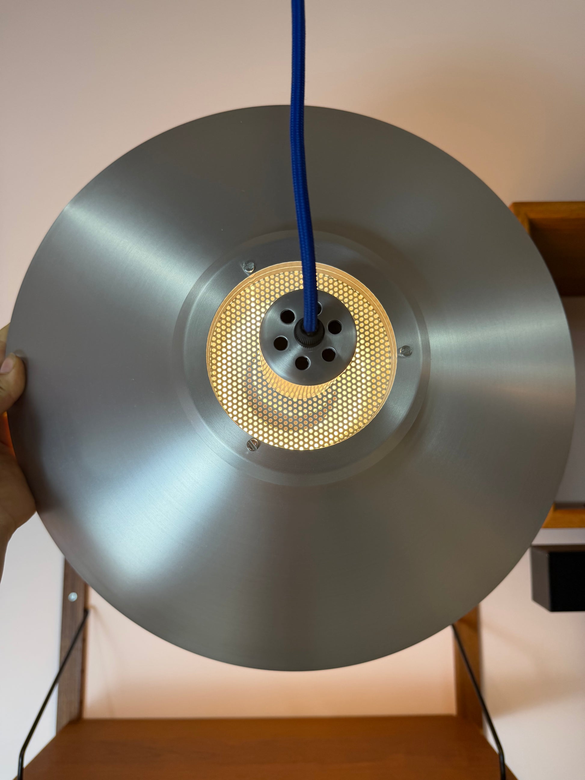 Lamellenlampe Modell Dania 2040 silber von Kurt Wiborg für JEKA