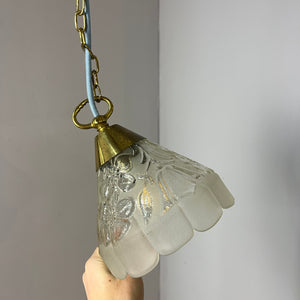 Hängelampe Glas Messing mit Kette aus Dänemark