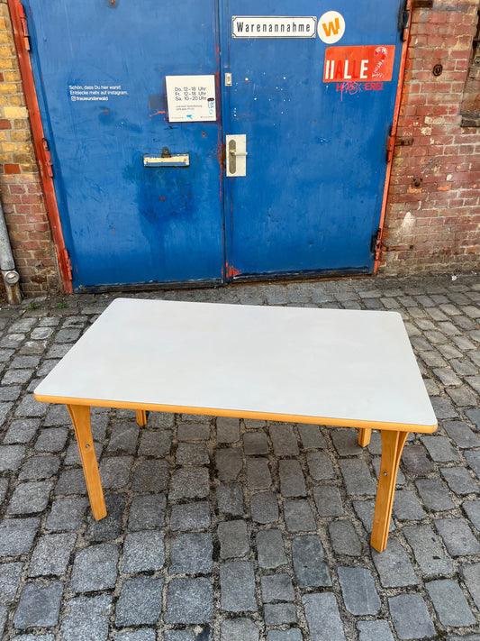 Esstisch mit Linoleum-Platte hellgrau Buche