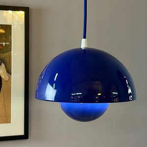 Hängelampe Flowerpot blau Emaille von Verner Panton für Louis Poulsen