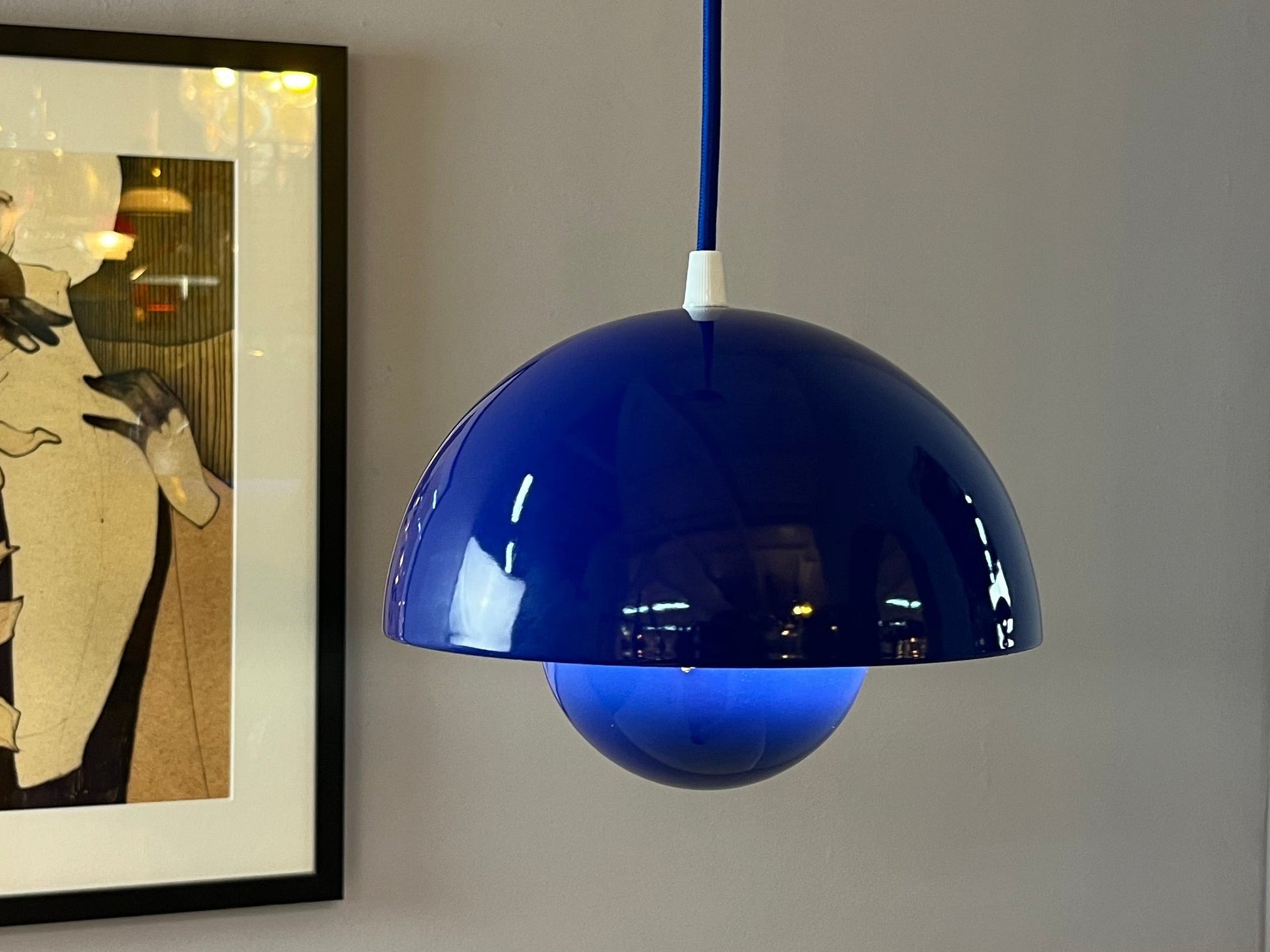 Hängelampe Flowerpot blau Emaille von Verner Panton für Louis Poulsen