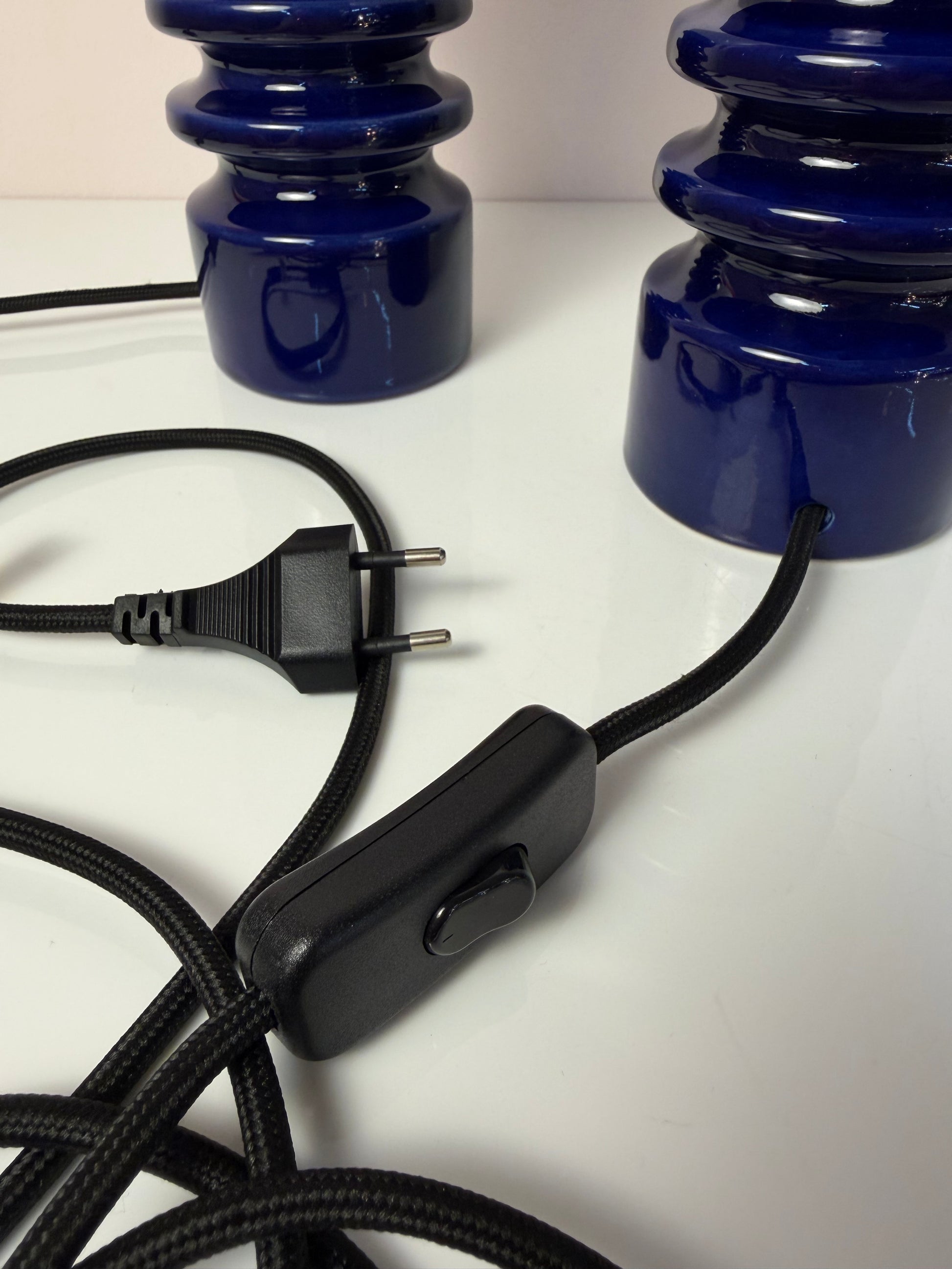 Tischlampe blau Keramik Glas von Cari Zalloni für Dümler & Breiden