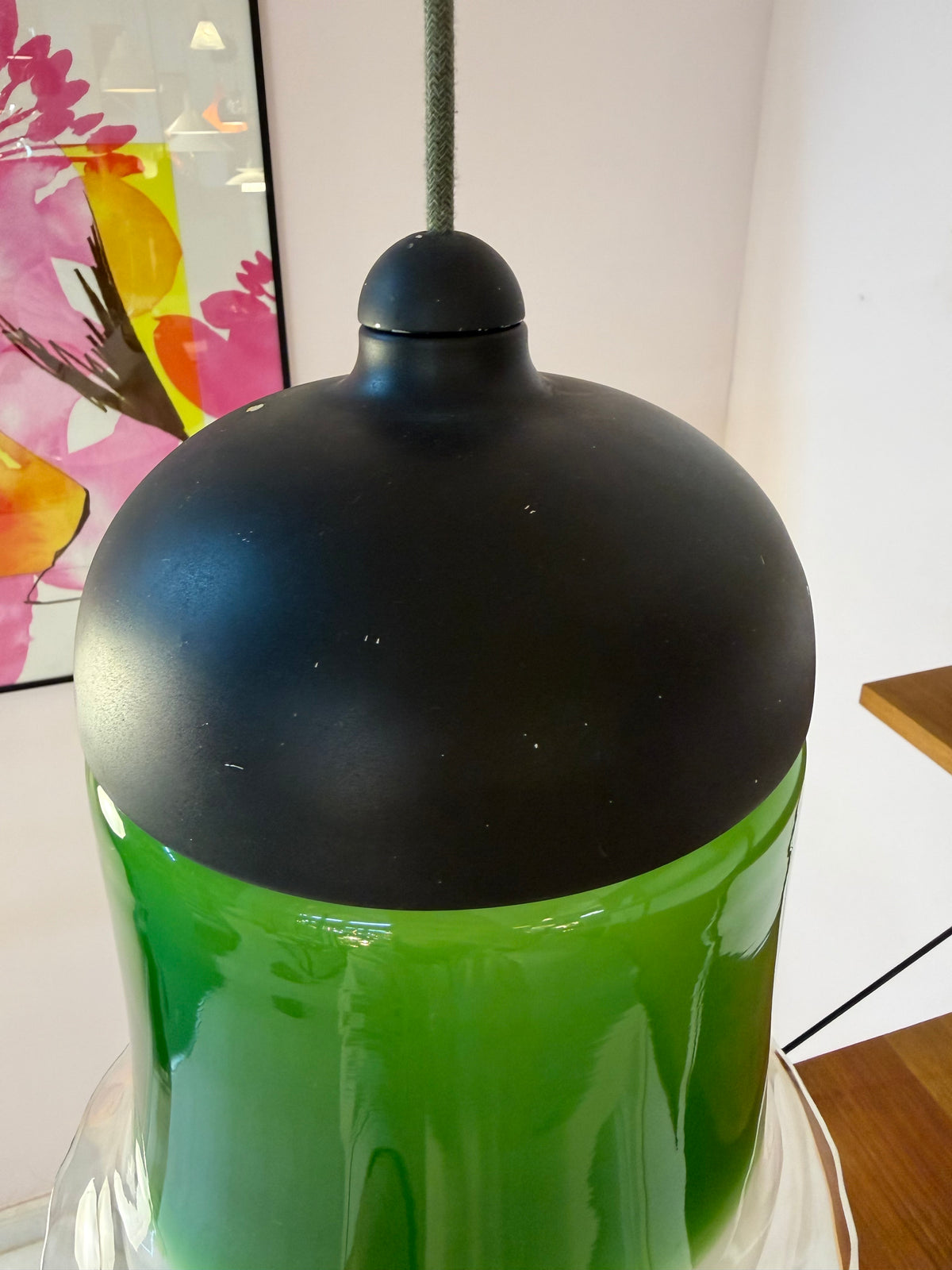 Hängelampe grün weiß Glas von Peill & Putzler
