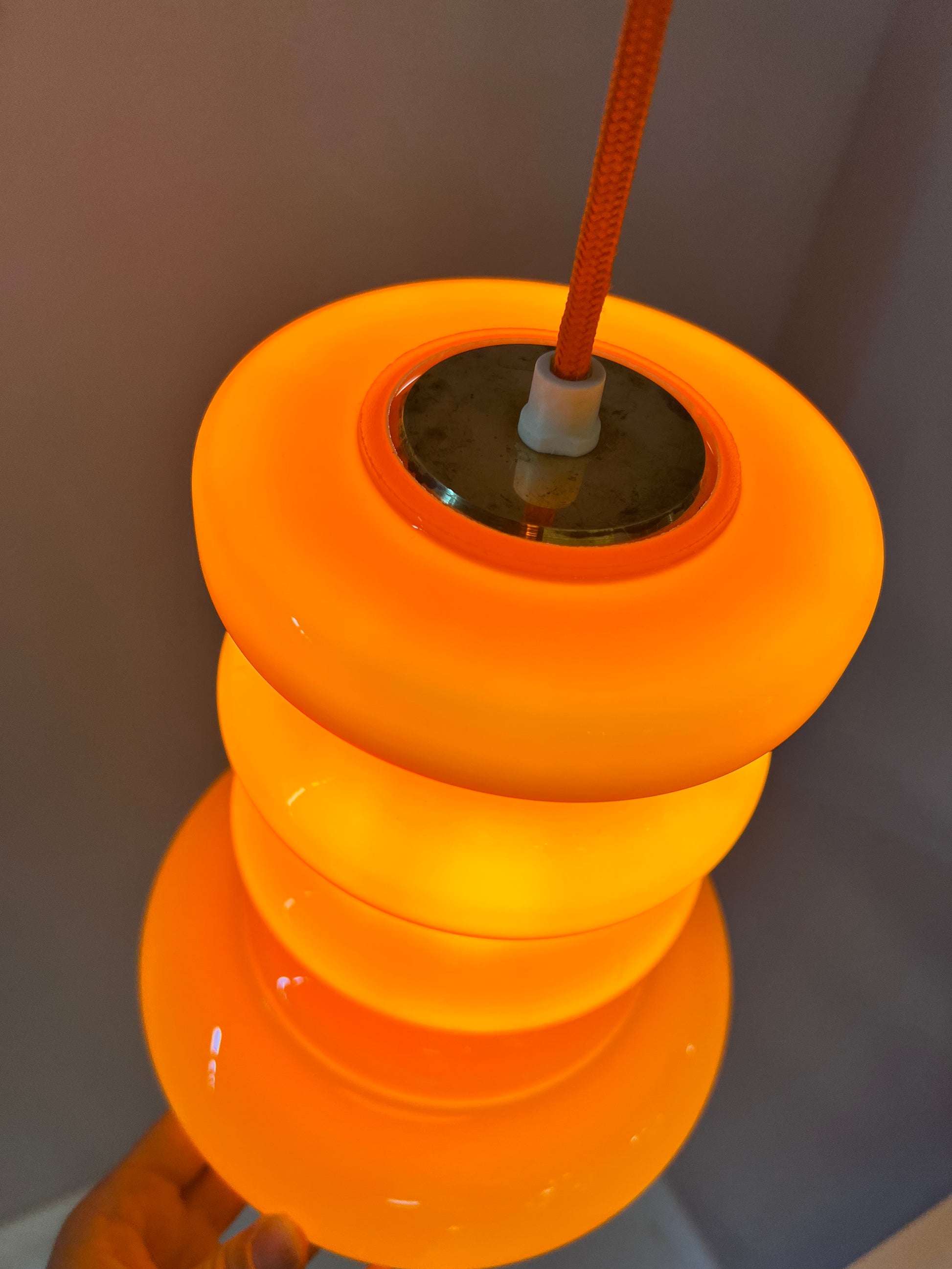 Hängelampe orange Glas