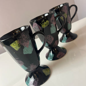 Set: 6x Tasse schwarz pastell