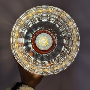 Tischlampe orange mit Bubbleglas Schirm von VEB Bautzen