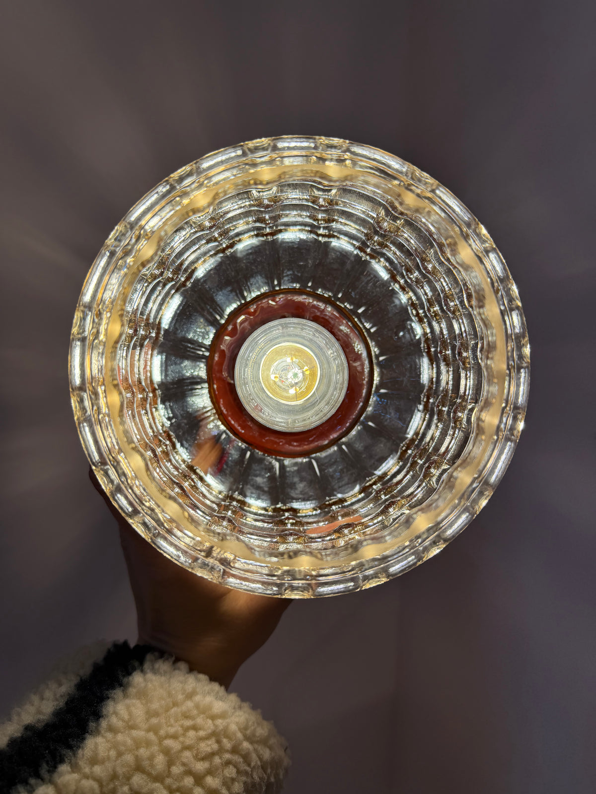Tischlampe orange mit Bubbleglas Schirm von VEB Bautzen