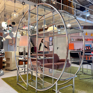 Rundes Regal / Raumteiler Chrom & Glas - Designklassiker