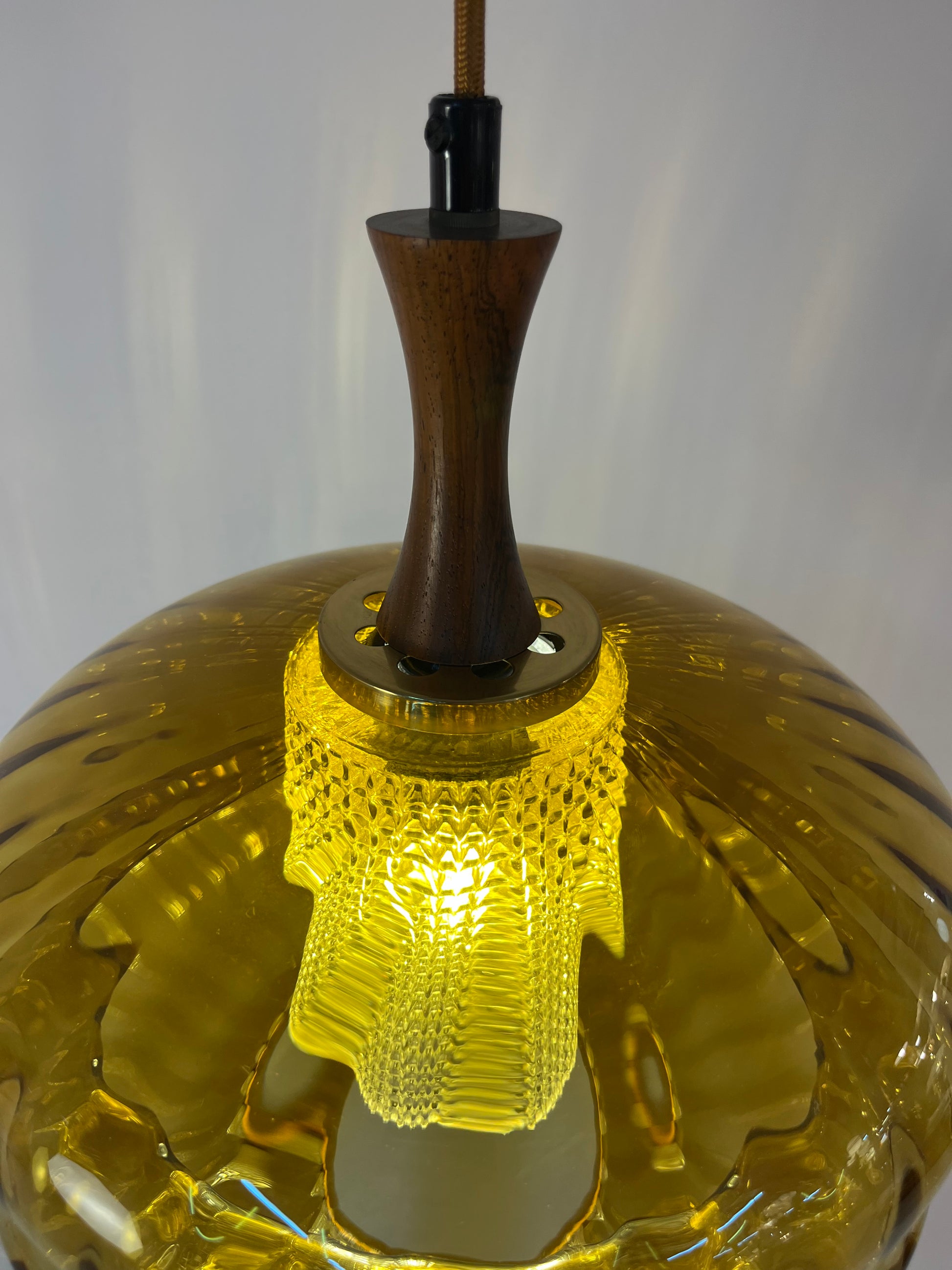 Hängelampe Glas Teak von Orrefors