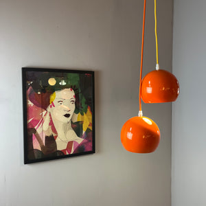 Kugellampe neu lackiert orange aus Dänemark