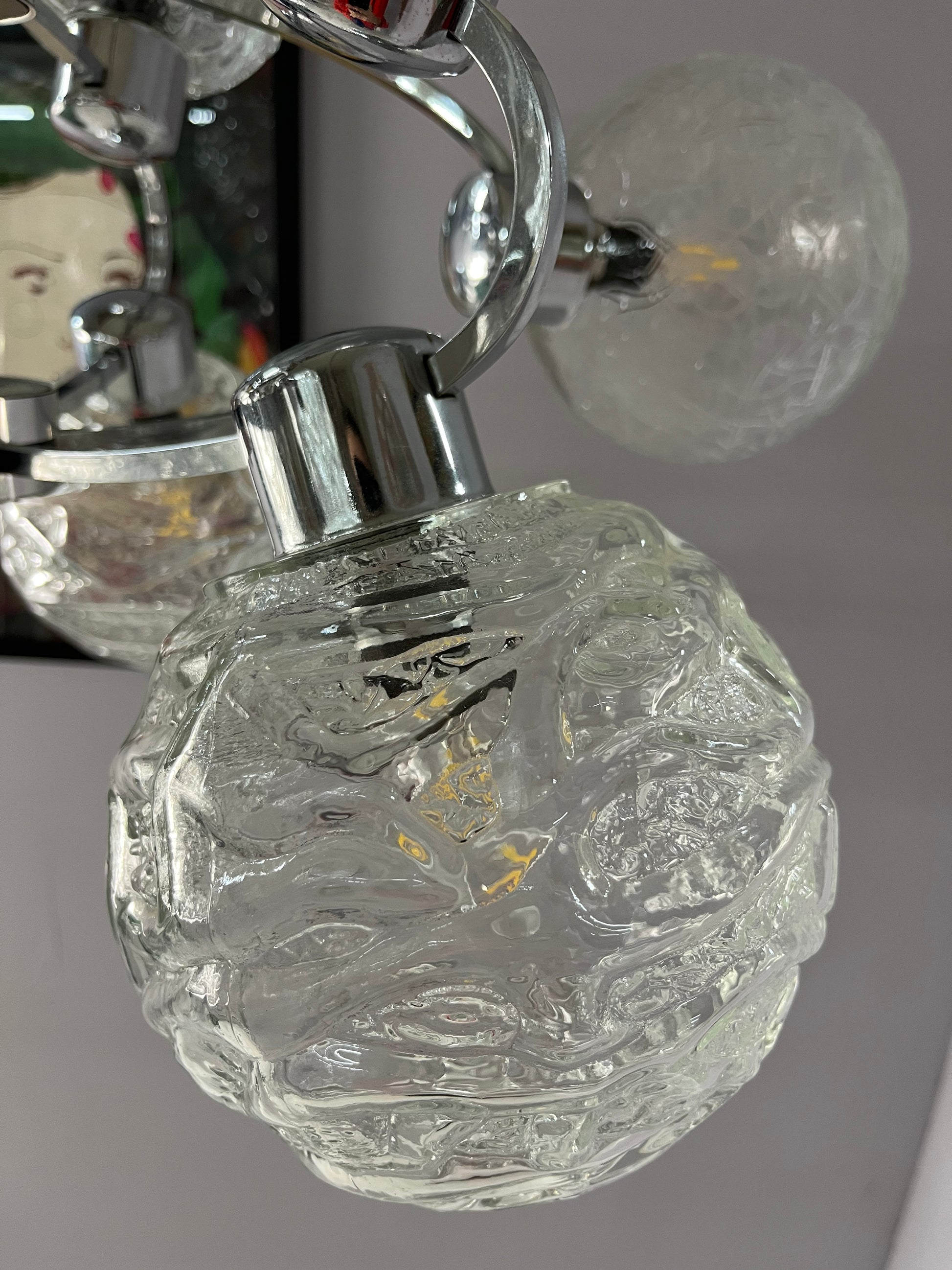 Sputnik Kronleuchter Glas Chrom