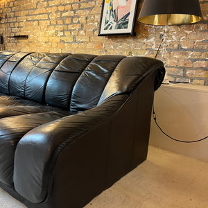 3-Sitzer Sofa schwarz Echtleder