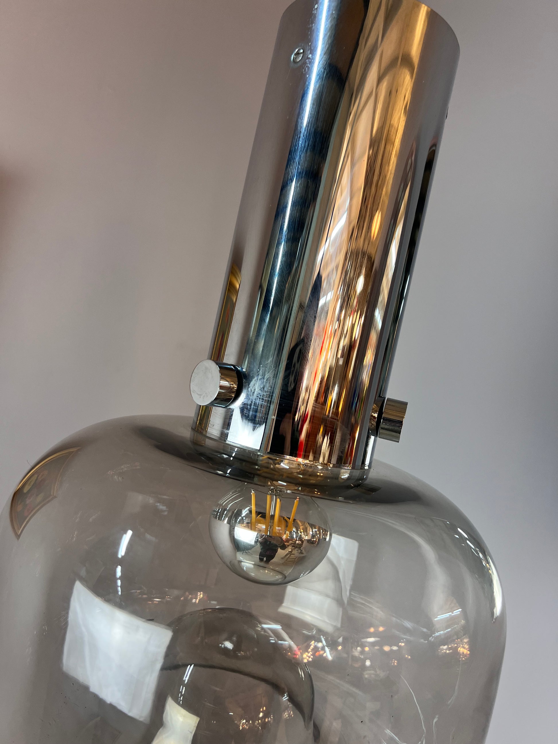 Hänge- oder Deckenlampe Glas Chrom von Glashütte Limburg