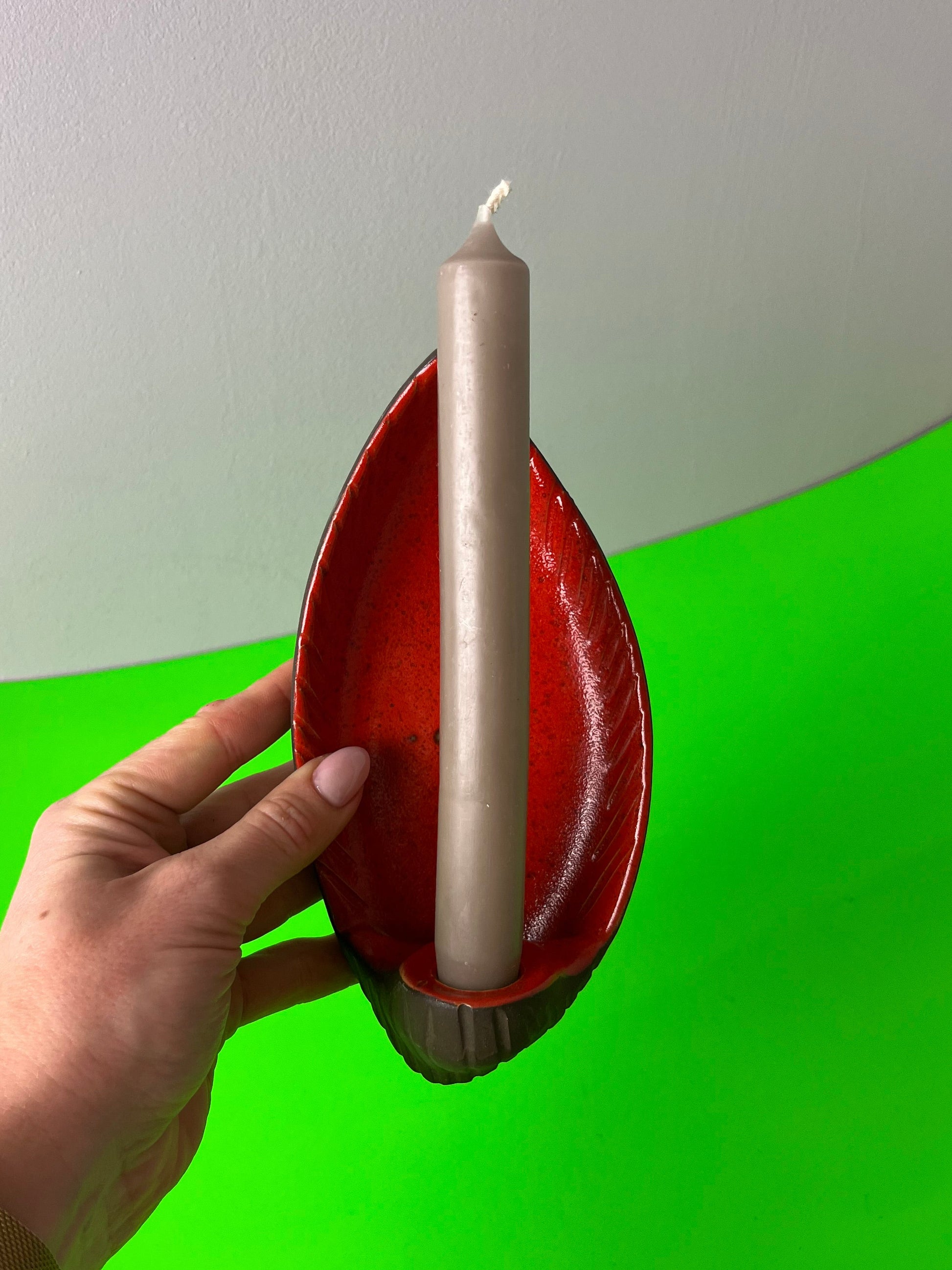 Wandkerzenhalter rot braun Keramik