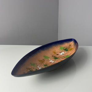 Längliche Schale blau apricot Emaille