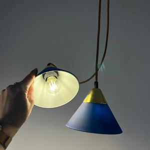 Set: 2x Hängelampe blau Glas Messing