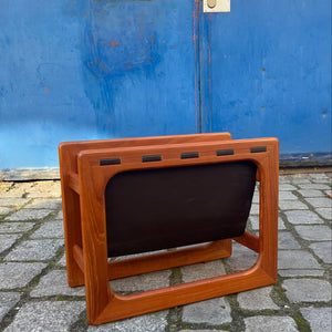 Zeitungsständer Teak Echtleder mit einem Fach von Aksel Kjersgaard für Salin Møbler