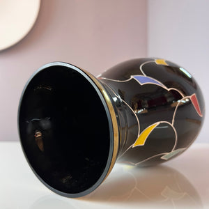 Vase schwarz Hyalithglas von Glasveredelung Karl Grossmann