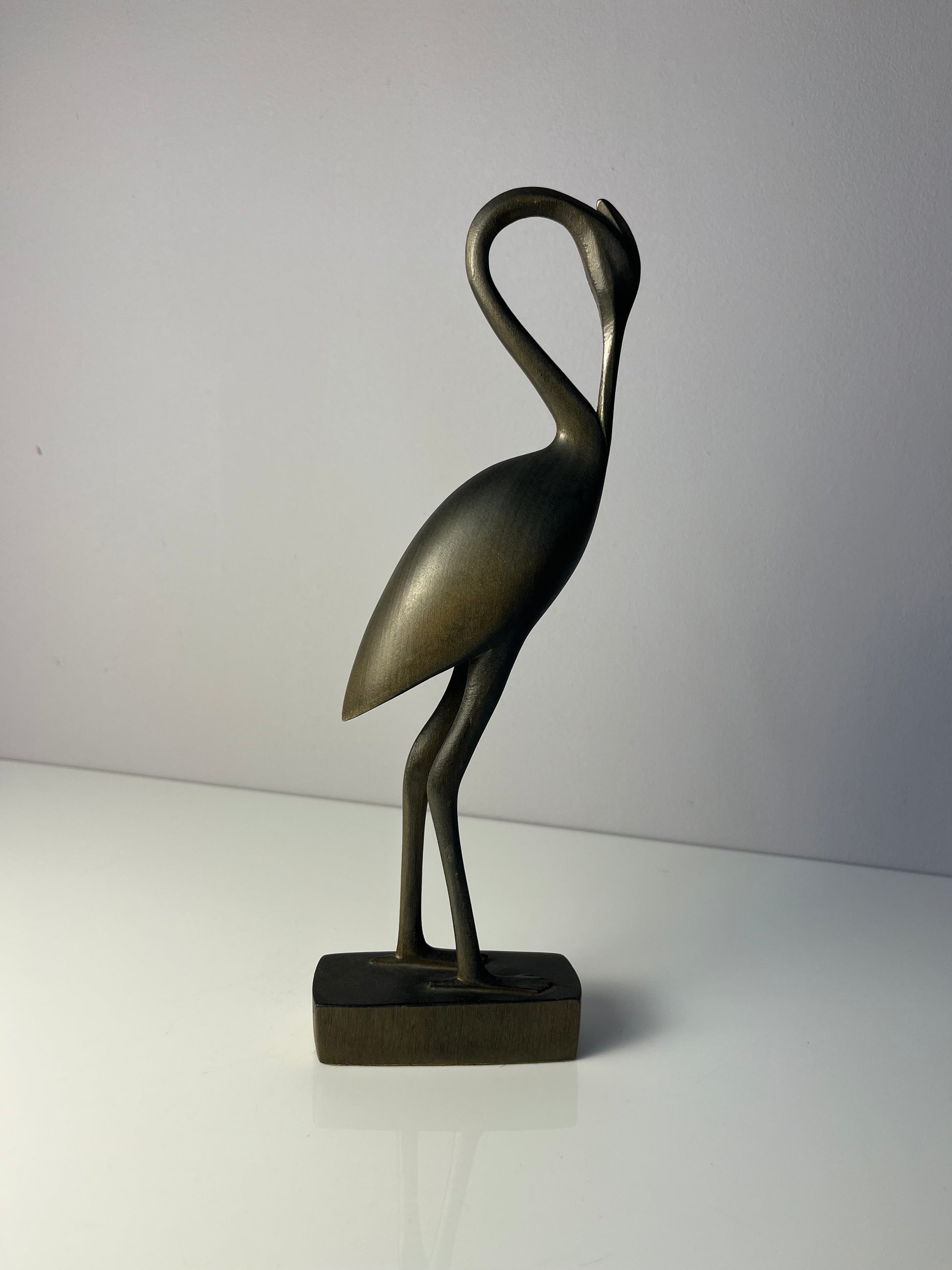 Kranich graugrün Holz aus Dänemark