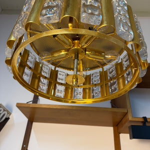 Hängelampe Messing Glas von Carl Fagerlund für Orrefors