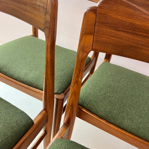 Set: 4x Polsterstuhl grün Teak