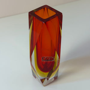 Blockvase rot gelb Murano-Glas von Vetreria Artistica Oball