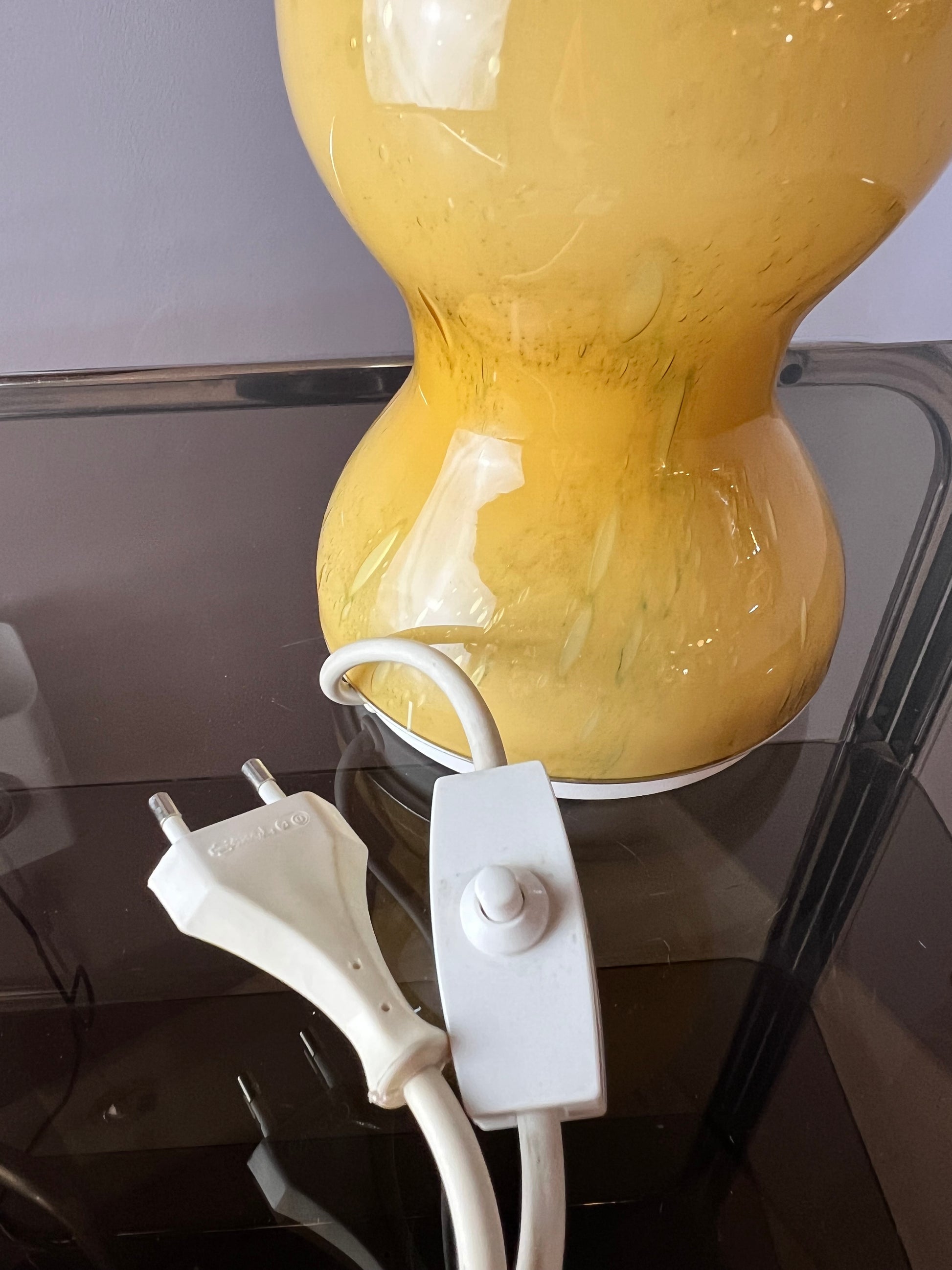 Tischlampe gelb Glas von Doria