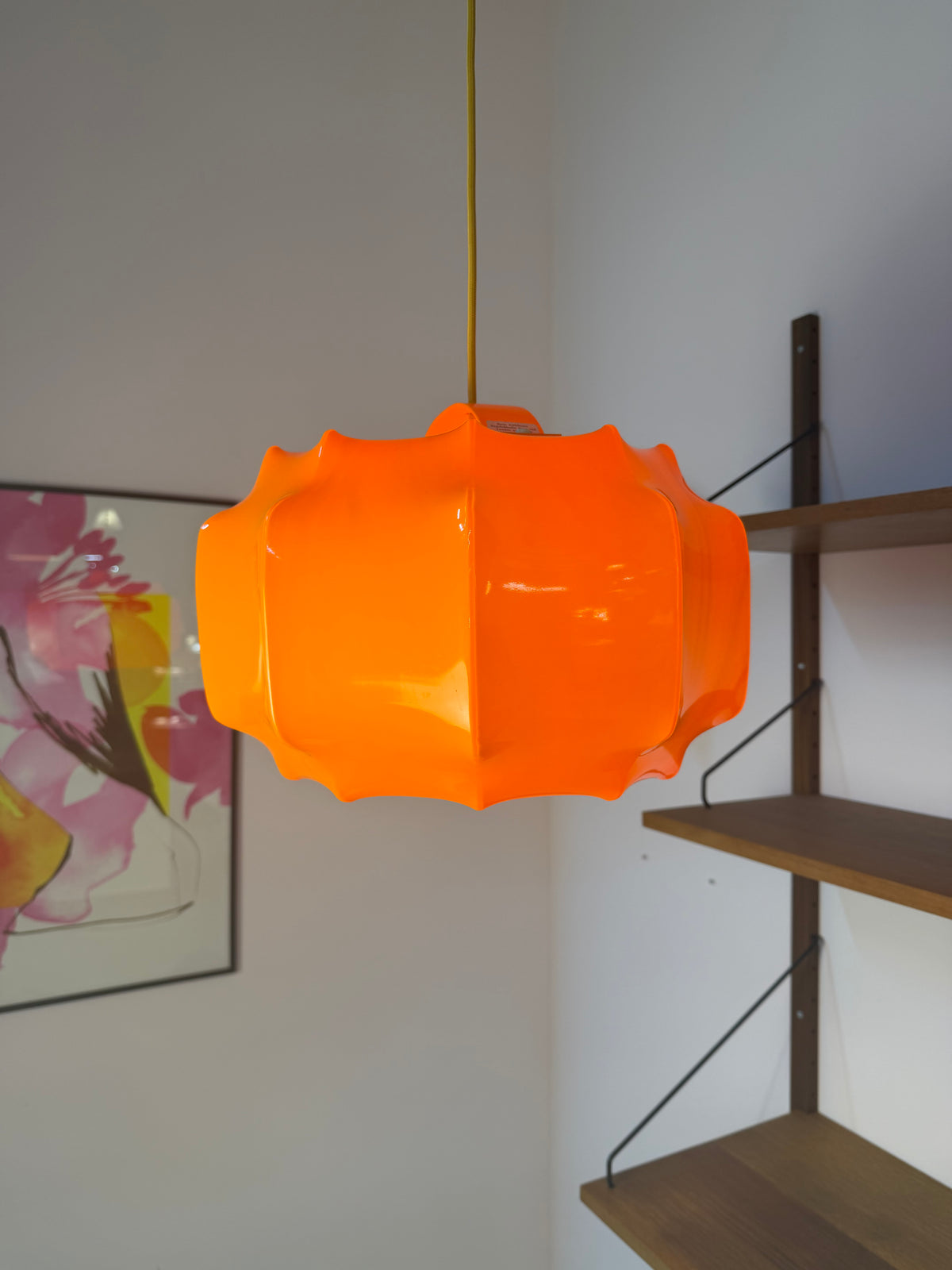 Hängelampe orange mit gelbem Kabel von Ilka Plast