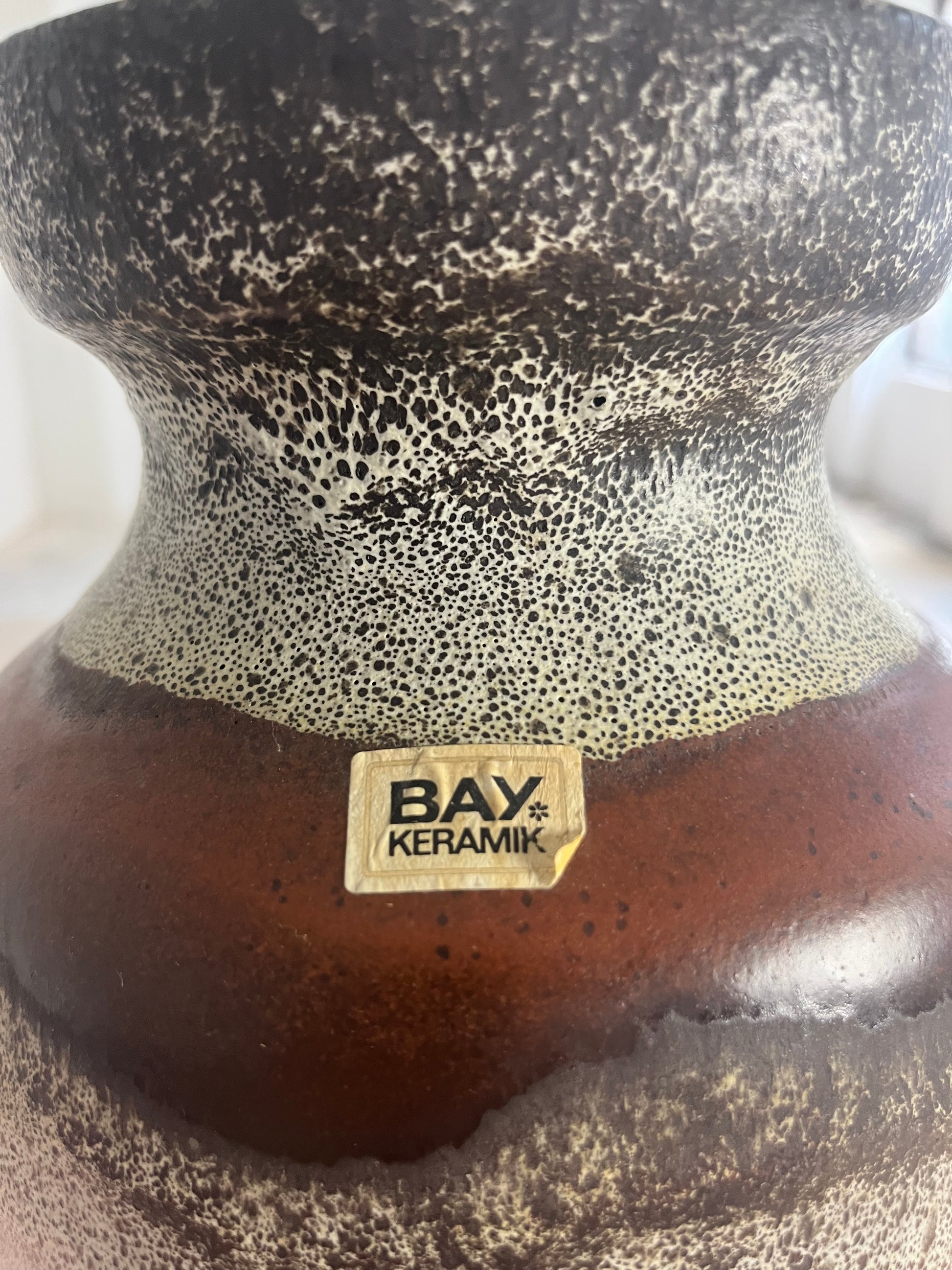 Bodenvase 70-45 braun weiß von Bay Keramik West Germany