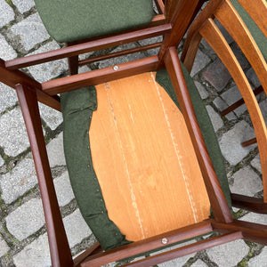 Set: 6x Esszimmerstuhl grün Teak neu gepolstert