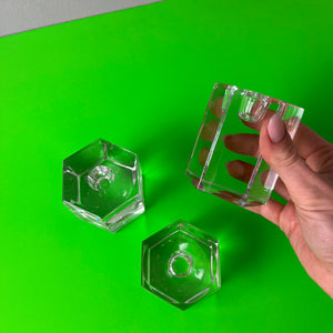 Set: Trio Kerzenständer Hexagon Glas