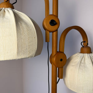 Stehlampe Maiglöckchen von Domus Teak und Rohseide