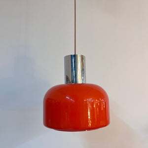 Hängelampe orange Glas Chrom von Glashütte Limburg