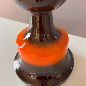 Tischlampe orange braun Keramik aus Westdeutschland
