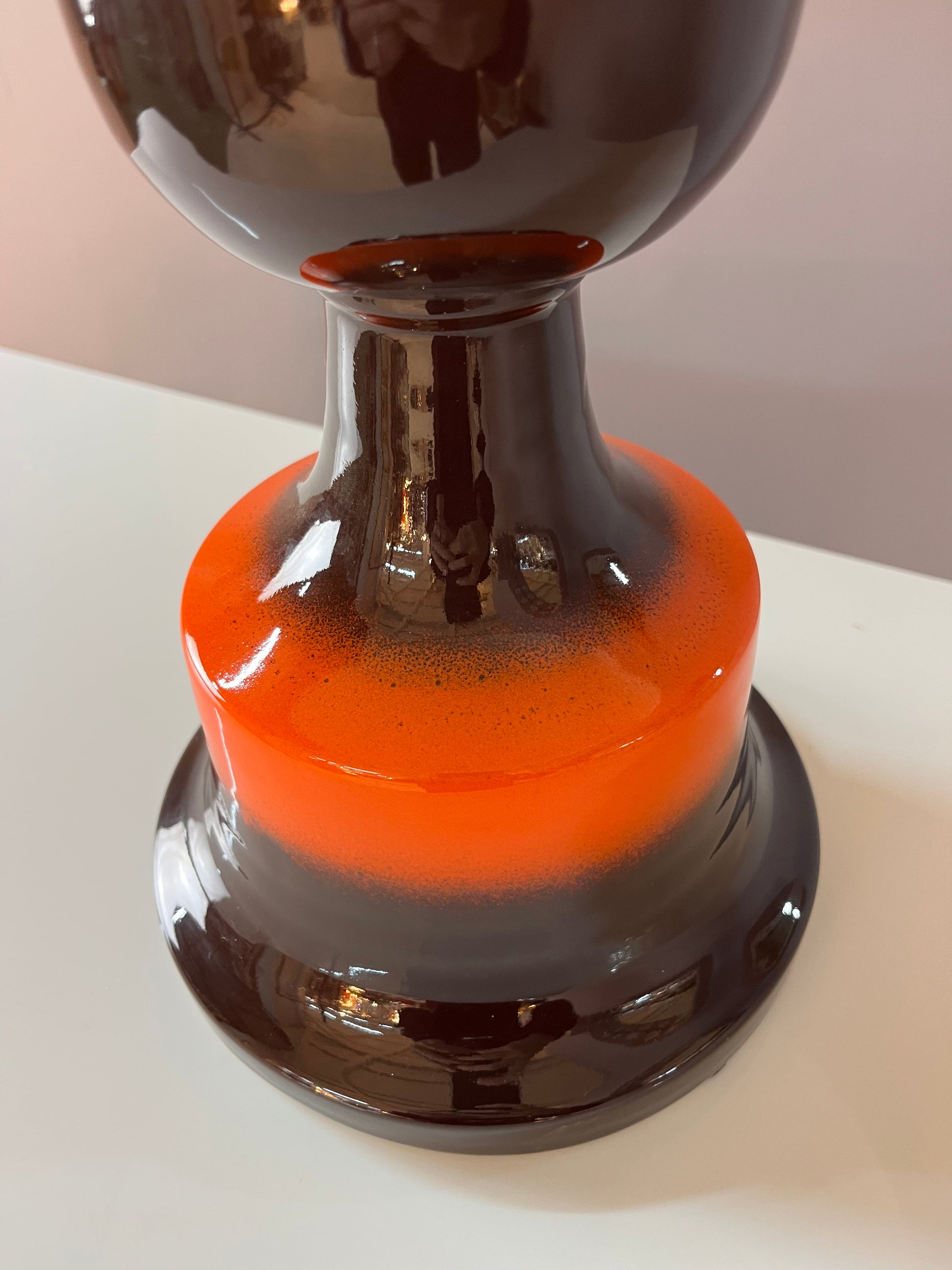 Tischlampe orange braun Keramik aus Westdeutschland