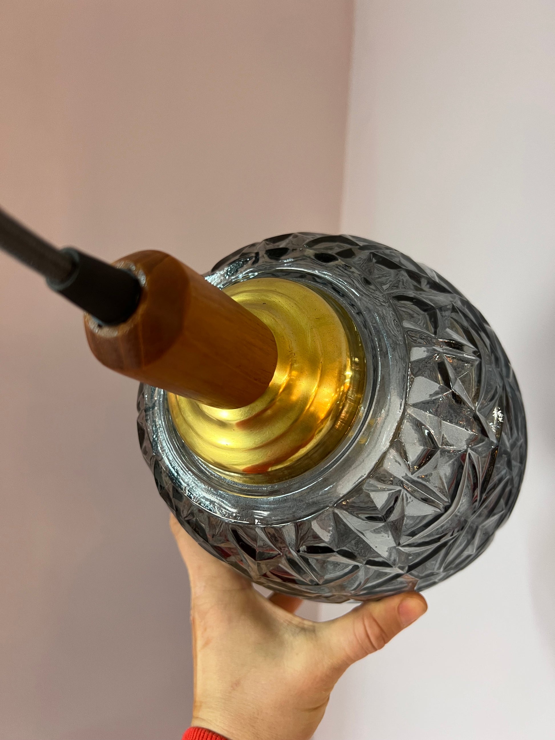 Hängelampe Glas Teak