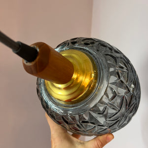Hängelampe Glas Teak