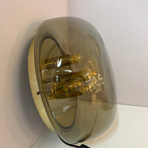 Wand-/ Deckenlampe Messing Rauchglas von Kaiser Leuchten