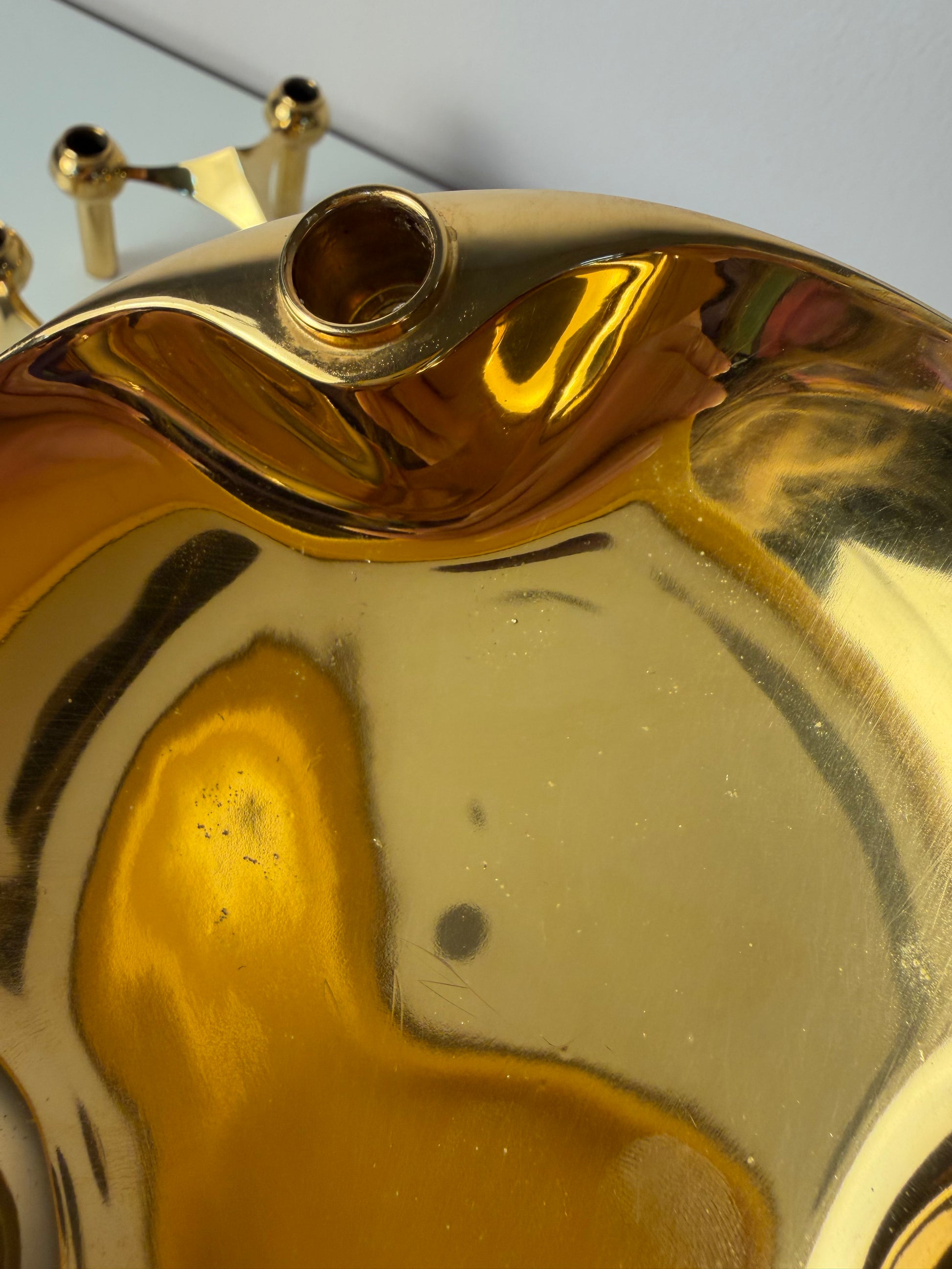 Set: 2 Kerzenständer und 1 Schale gold von Stoff & Nagel