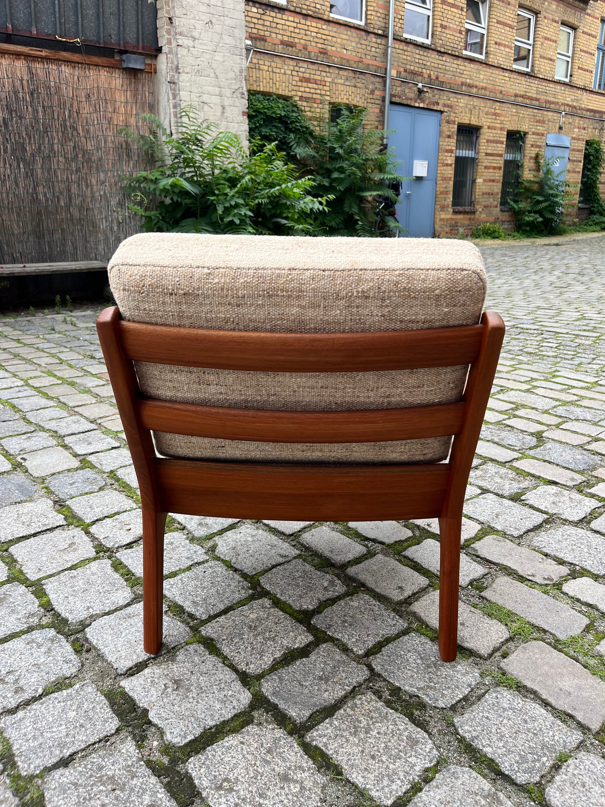 Sessel Senator beige Wolle Teak von Ole Wanscher für Cado